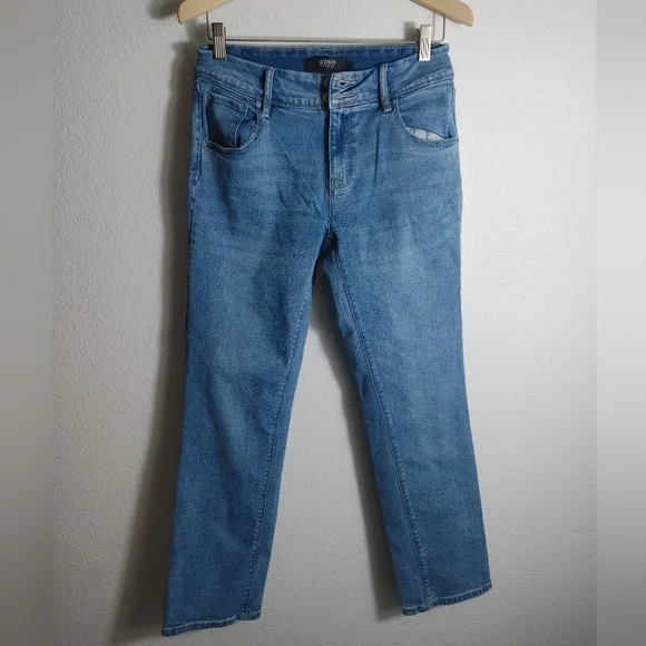 NWOT HUDSON Women's Mid-Rise Slim Straight Leg Jeans | ICY BLUE, 6/28 Inseam 27" - Picture 5 of 9